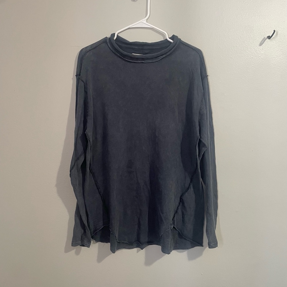 Free People We The Free Long-Sleeve Roll Neck Tee - Small Washed Black - NWOT